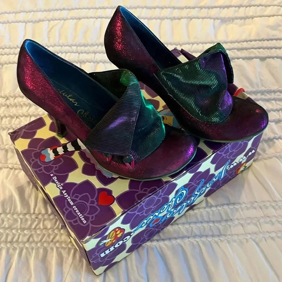 Irregular Choice Alice In Wonderland Limited Edition Purple And Green Pumps - Picture 1 of 7